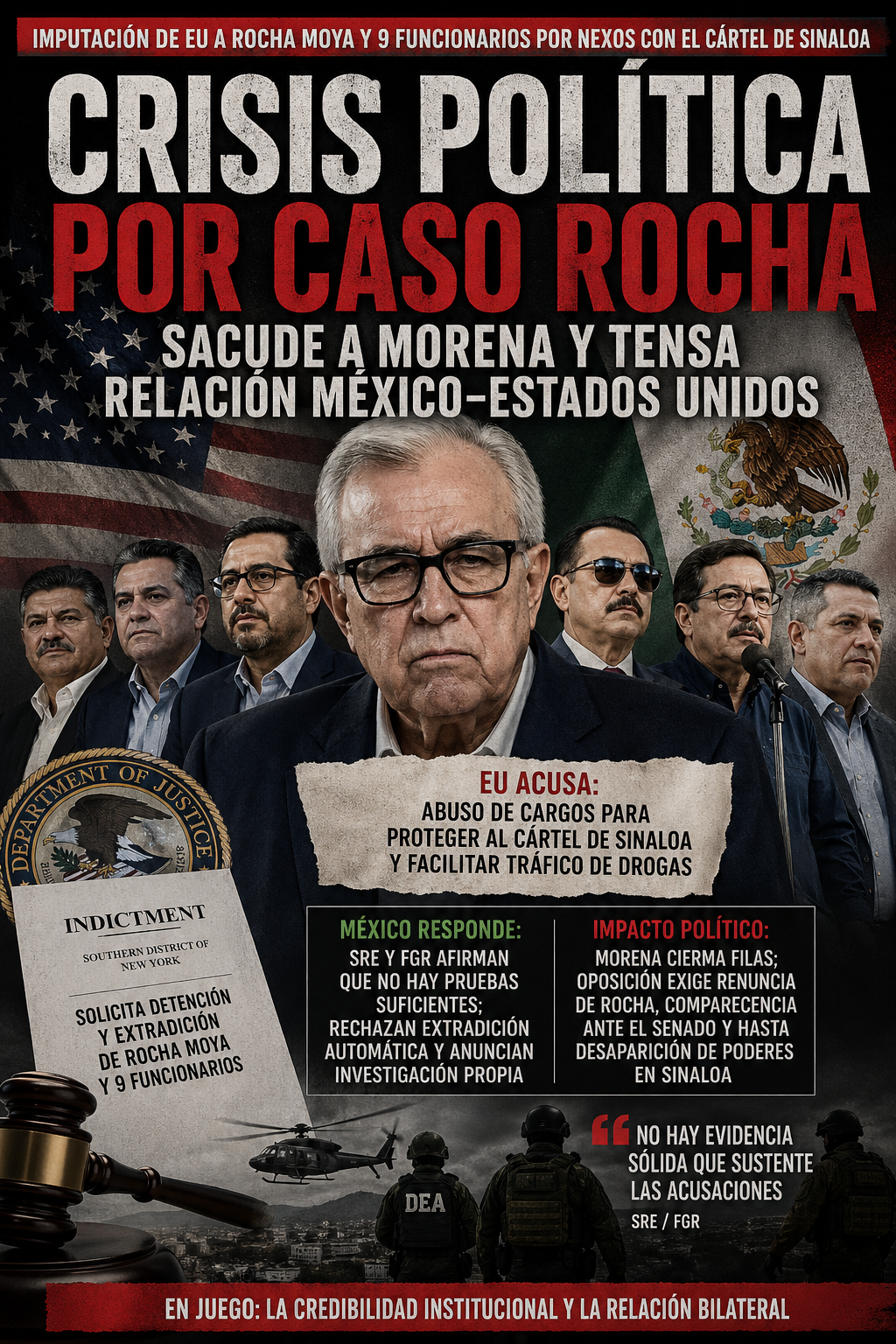 Crisis política por caso Rocha sacude a Morena y tensa relación México–Estados Unidos